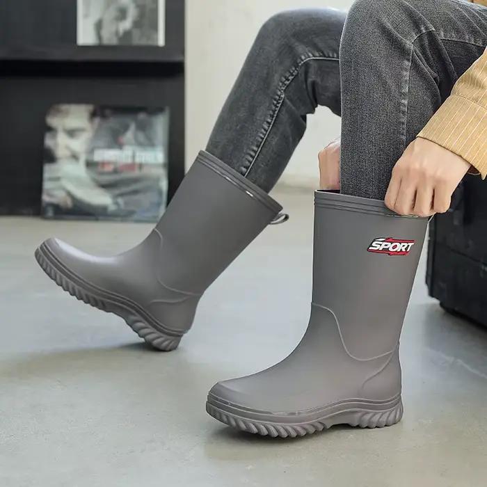 Bottes pluie homme style allemand pêche anti-odeur fourrées PVC toutes saisons cuisine