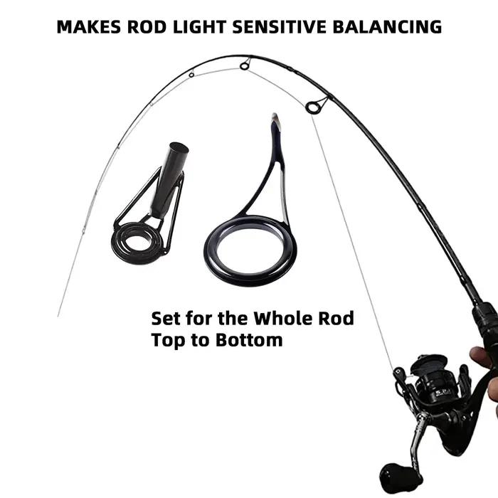 Set de 8 anneaux céramiques pour canne à pêche - Kit réparation guides 6-30mm en acier carbone