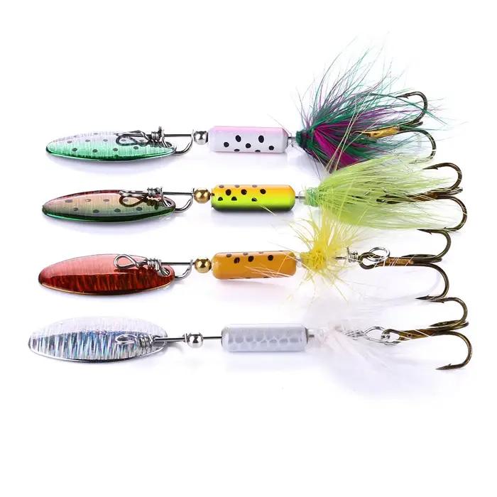 Leurres métalliques vibrations 3.5g - Leurres VIB à plumes pour perche et black bass - Pêche leurres durs