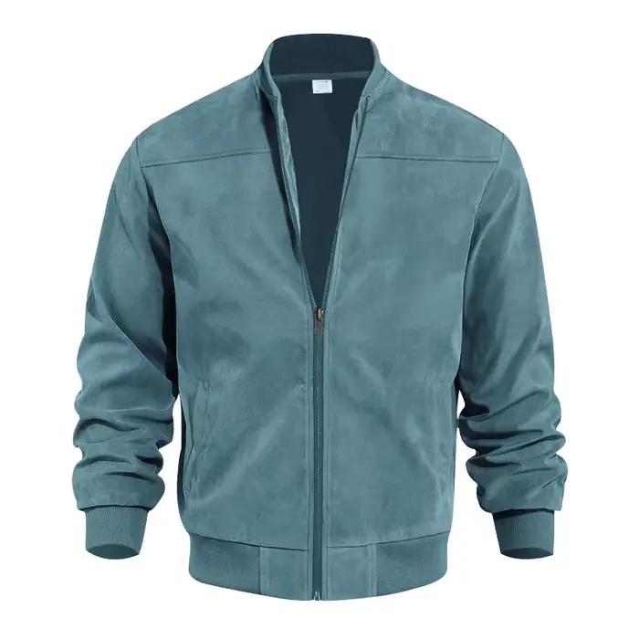 Veste en suède vintage à fermeture éclair homme - Cardigan casual rétro pour pêcheurs au style authentique