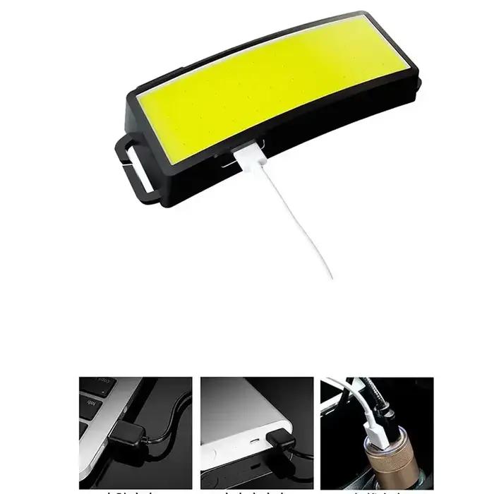 Lampe frontale COB LED portable rechargeable USB avec batterie intégrée pêche camping