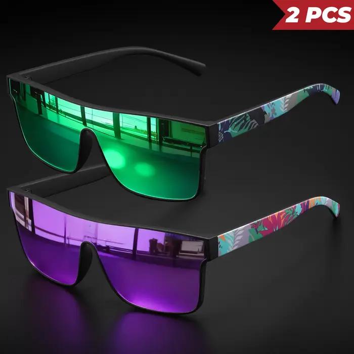 Lunettes de pêche carrées 2 pièces UV400 - Style classique pour pêche loisir et déplacements