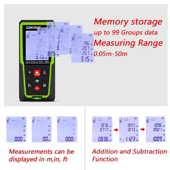 Télémètre laser digital ZOKOUN 50M à 100M avec calcul Pythagore - Outil complet pour pêche technique