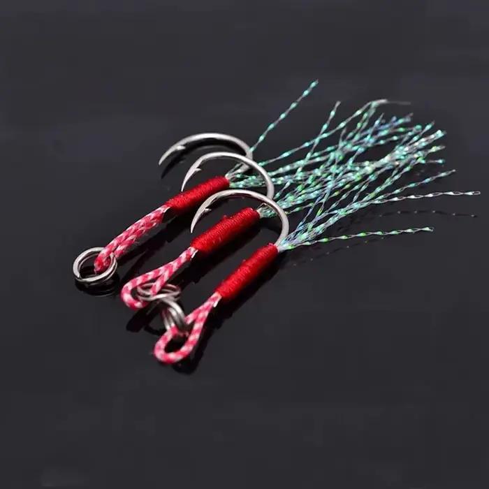 Hameçons assistés à plume pour slow jigging, acier haute carbone, 20 à 100 pièces pour pêche en mer