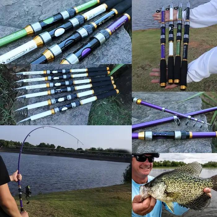 Canne télescopique Sougayilang 4 couleurs 1.8-2.7m fibre verre manche EVA pour carpes 4.5kg