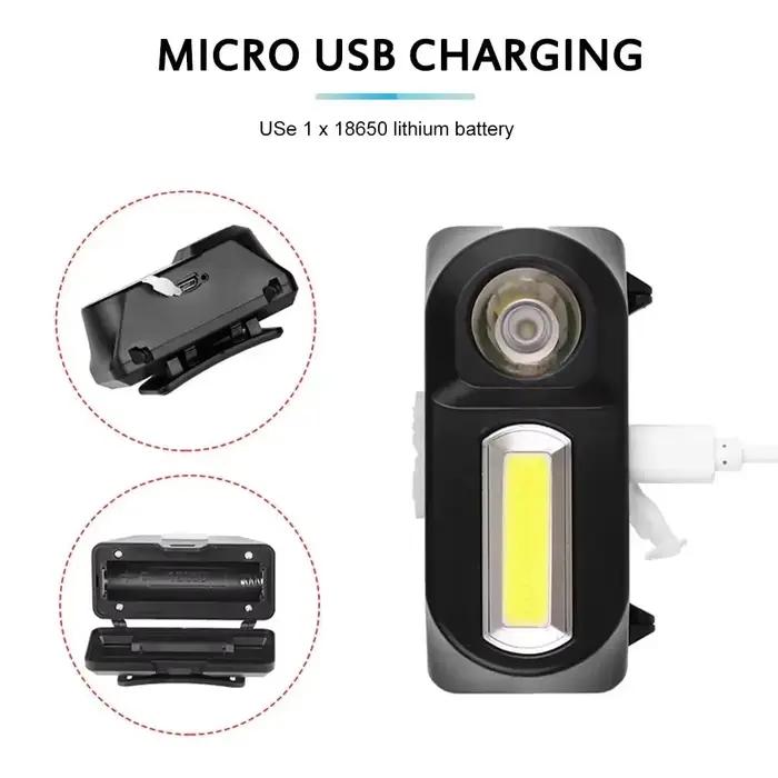Frontal COB multifonction rechargeable USB pour pêche nocturne en extérieur