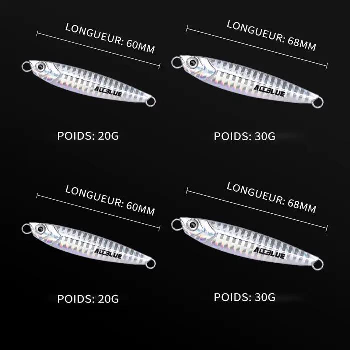 Cuillère de jigging ALLBLUE 20G/30G pour bar en mer - Leurre métallique casting rivage