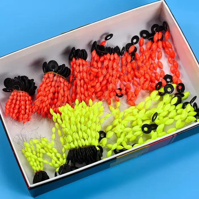 60 flotteurs pêche 6 en 1 type étoile - Perles en mousse stoppe-ligne 7 étoiles