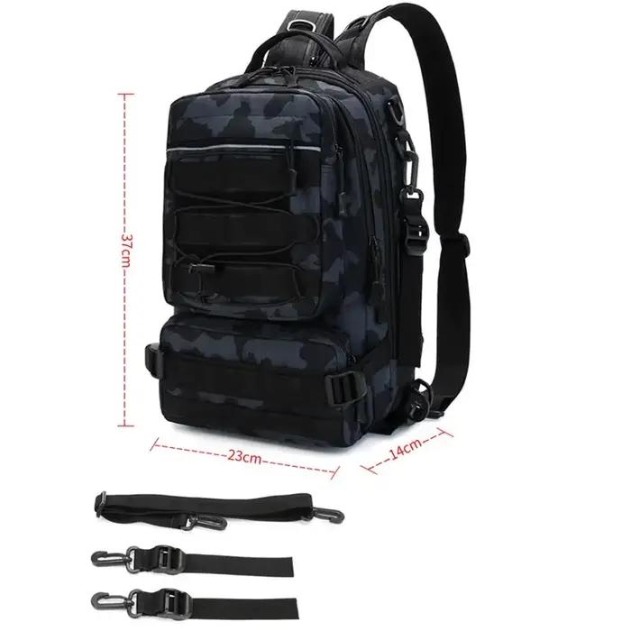 Sac à dos pêche avec porte-canne - Sac de rangement équipement pêche, camping et chasse