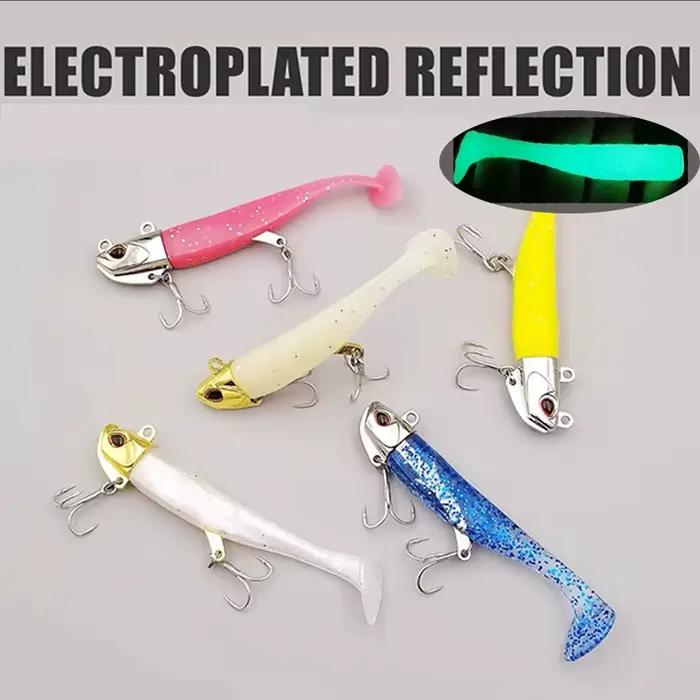 Leurre souple lumineux 24g 105mm pour bar et daurade, leurre de pêche 5 pièces appât artificiel glow