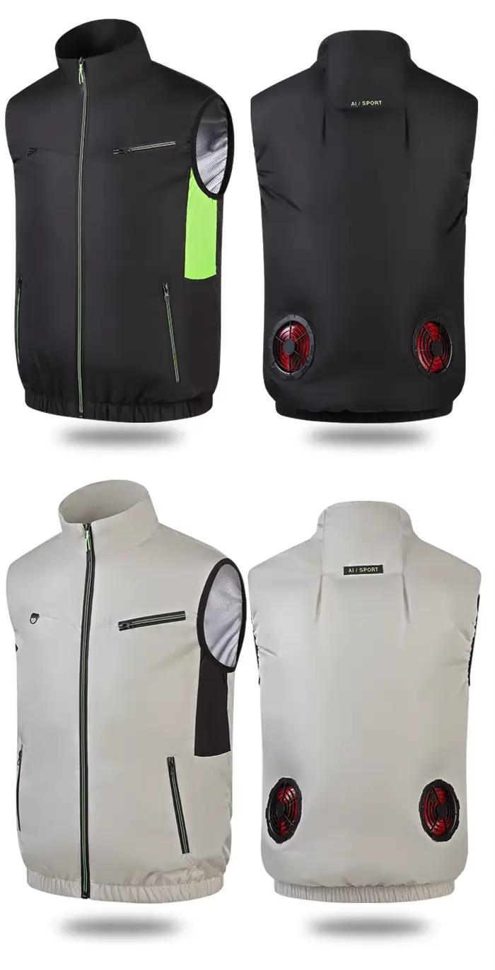 Gilet rafraîchissant climatisation portable pêche été ventilateur rechargeable prévention coup de chaleur