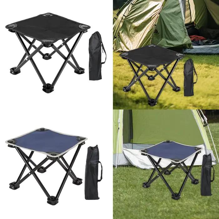 Tabouret de camping pliant avec repose-pieds et sac de transport pour pêche et randonnée