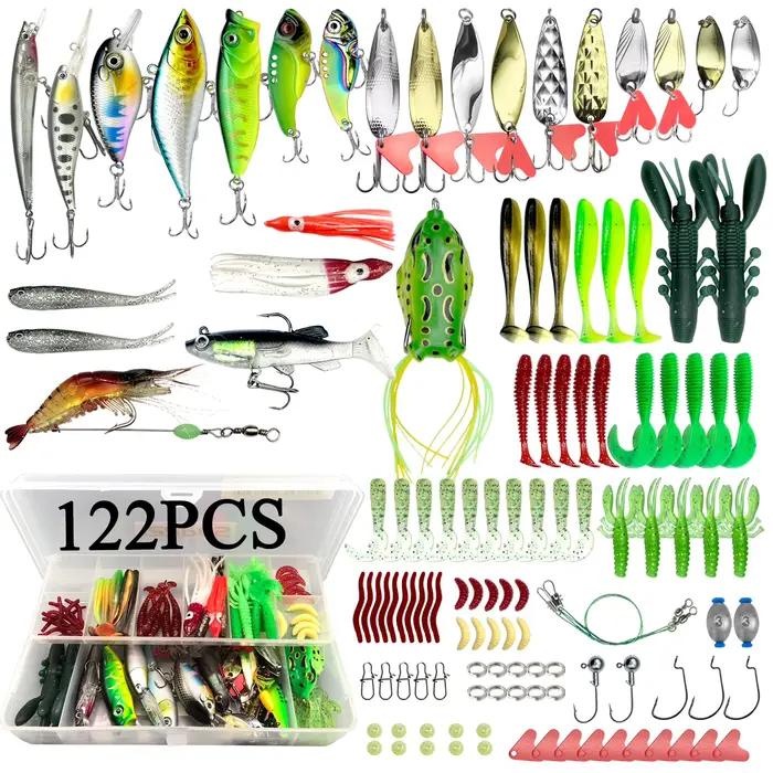 Kit de leurres de pêche 284 pièces pour truite saumon et bar, appâts de surface et