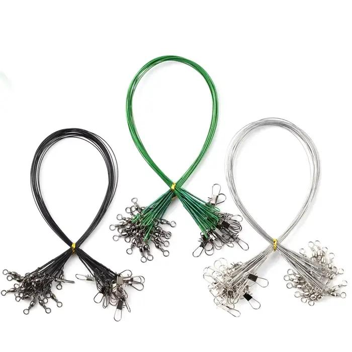 20PCS anti-morsure acier ligne pêche 15cm-30cm avec émerillon, accessoire fil leader olta leadcore