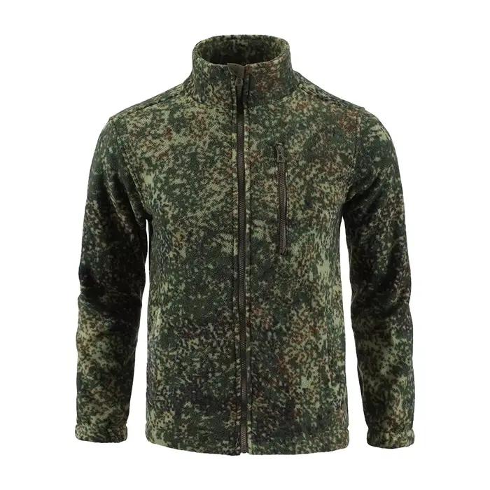 Veste camouflage extérieur polaire double face pour pêche et randonnée - Confort chaud