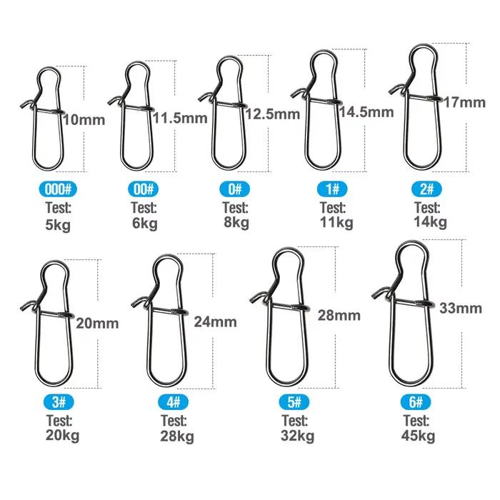Lot de 50 ou 100 clips Fastlock en acier inoxydable pour leurres, swivels et montages de pêche