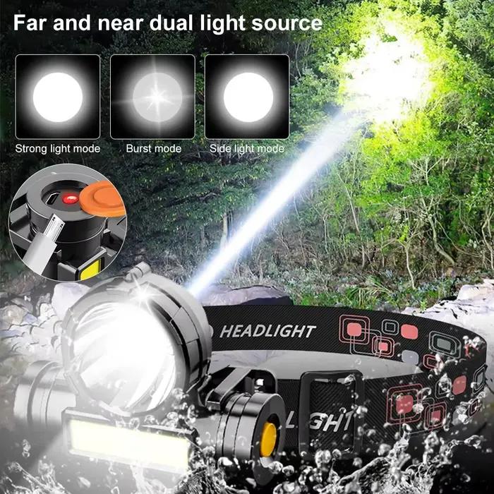 Lampe frontale HOMEFISH LED rechargeable USB étanche pour pêche et camping - Puissance optimale