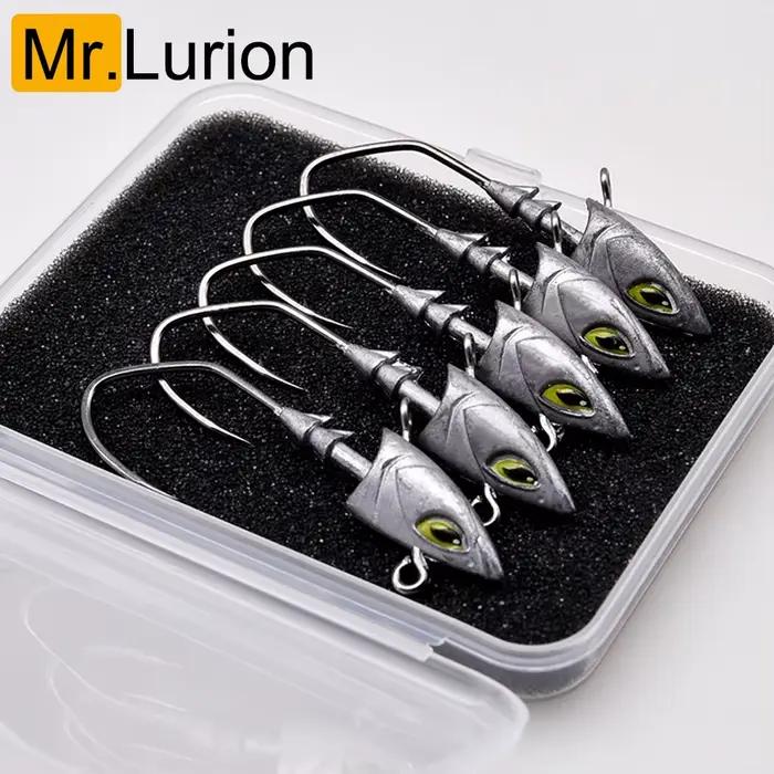 5 hameçons jigging tête triangle 14g à 42g avec yeux 3D - Matériel pêche mer gros poissons