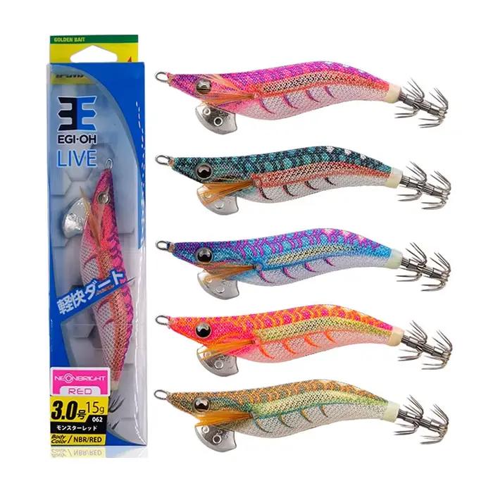 Leurre calmar YAMASHITA EGI-OH LIVE UV - leurre crevette en bois réfléchissant UV pour pêche en mer