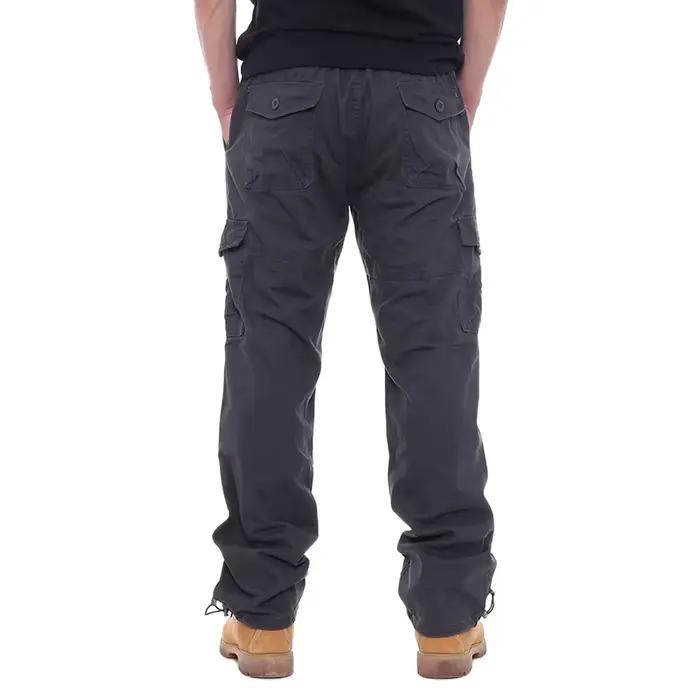 Pantalon cargo 100% coton multi-poches élastique pour pêche et randonnée 2025