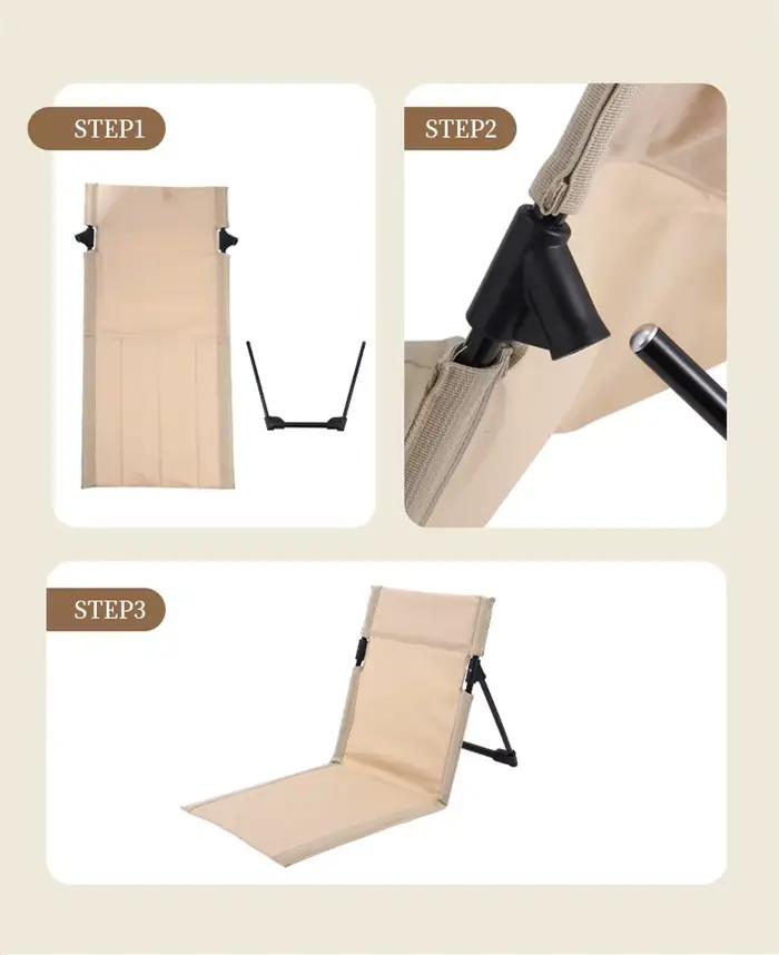 Chaise pliante de jardin et pêche avec dossier inclinable - Siège confortable avec coussin pour extérieur
