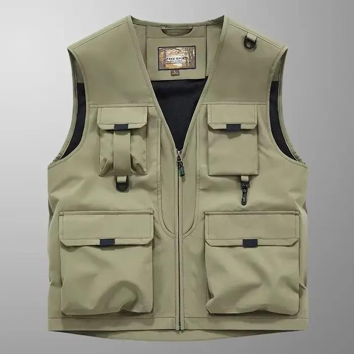 Veste de pêche sans manches Outdoor Casual 2024 - Multi-poches respirante pour photographes et pêcheurs