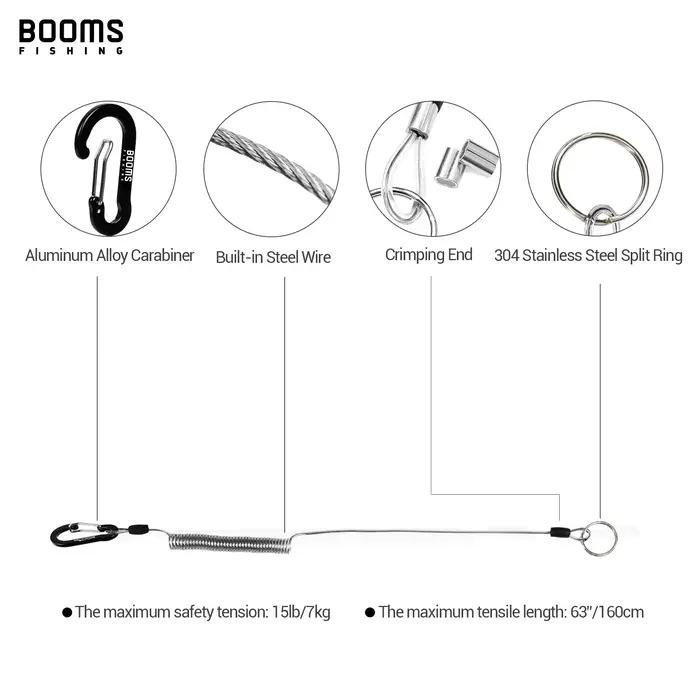 Lanyard de pêche enroulé 2M T01 avec mousqueton pour attacher canne et cordages de bateau