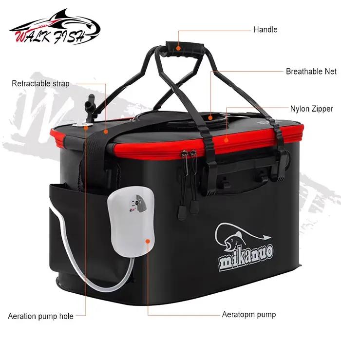 Seau pliable pêche EVA étanche pour conservation poissons vivants lors de randonnée et camping
