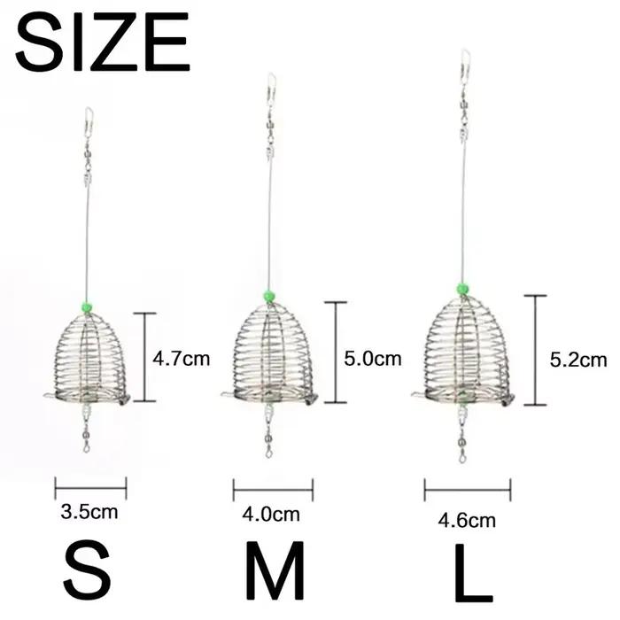 Cage à appâts de pêche feeder en acier inoxydable, 3 tailles S M L pour amorçage précis