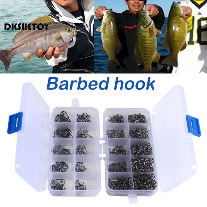 Lot de 400 hameçons carbone pour pêche mer et eau douce - Hameçons barbelés professionnels