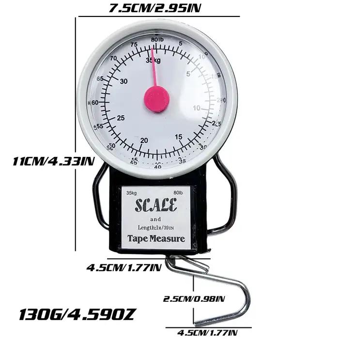 Balance pêche portative Limnoid avec mètre ruban intégré 35kg - Outil pesée léger pour pêche, bagages, courses