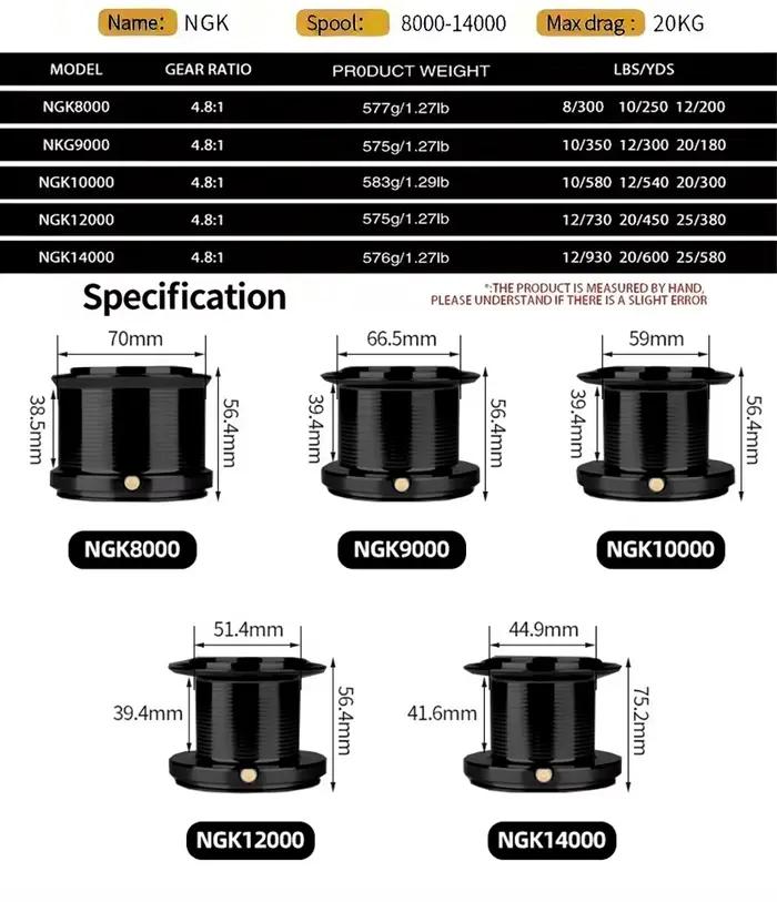 Moulinet spinning puissant GHOTDA 8000 9000 10000 12000 pour pêche carpe mer bateau - Frein 20KG Long Casting