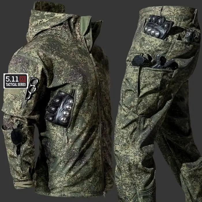 Veste et pantalon de pêche hiver polaire coupe-vent imperméable 5XL épais résistant