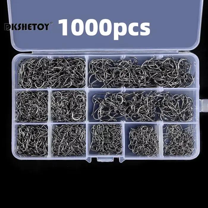 Lot de 400 hameçons carbone pour pêche mer et eau douce - Hameçons barbelés professionnels