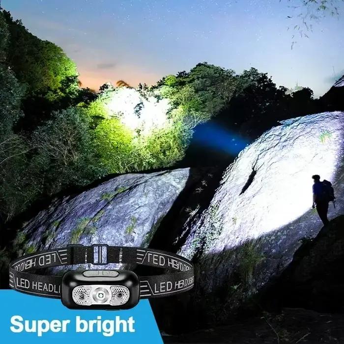 Lampe frontale LED HOMEFISH rechargeable détecteur de mouvement pêche camping étanche