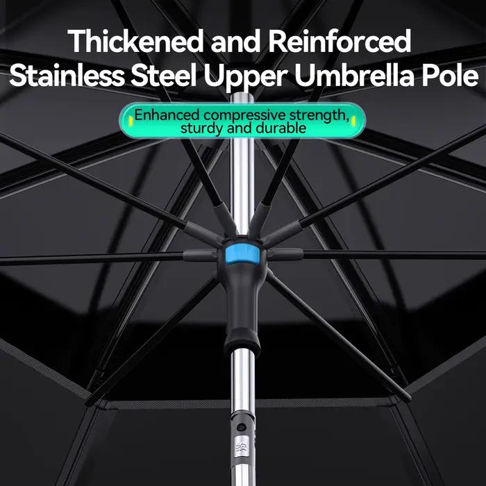 Parapluie de pêche pliable grand format UPF 50+ anti-vent portable réglable durable ombre soleil plage
