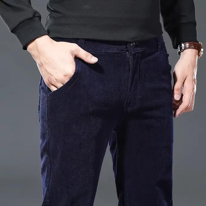 Pantalon velours polaire hiver homme nouveau classique chaud épais droit pêche décontracté