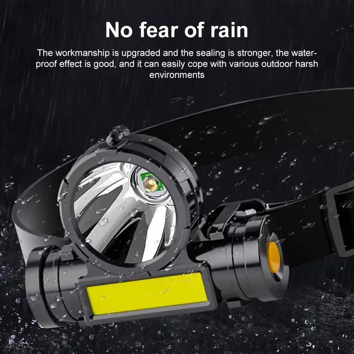 Lampe frontale LED waterproof rechargeable USB pour pêche - Éclairage puissant étanche camping plongée