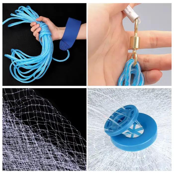 Filet à appâts à rayon pour pêche en eau salée - Filet petite maille avec plombs en aluminium 4 à 8 pieds