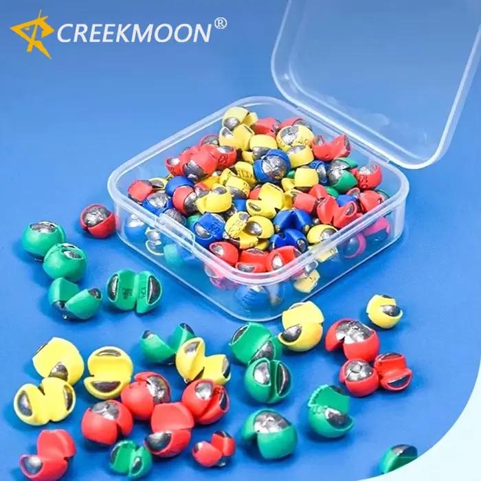 Set de 50 plombs de pêche rapides à ouvrir, plombs ronds avec clip anti-abrasion et colle,