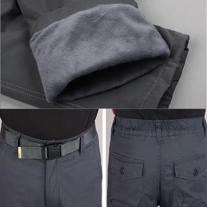 Pantalon cargo hiver Pave Hawk en polyester et coton pour hommes, style safari, doublure polaire, poches tactiques, idéal pour pêche sur glace et activités extérieures