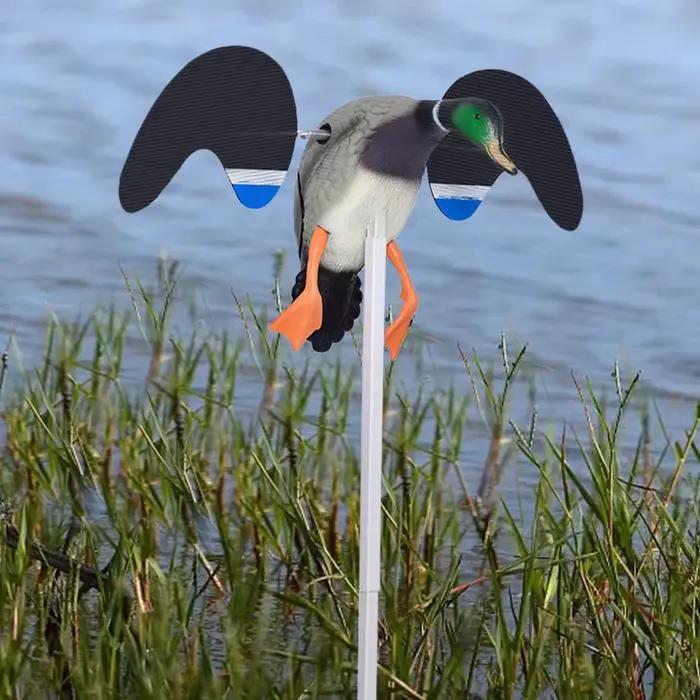 Leurre canard volant électrique télécommandé - Canard colvert avec pied support pour chasse