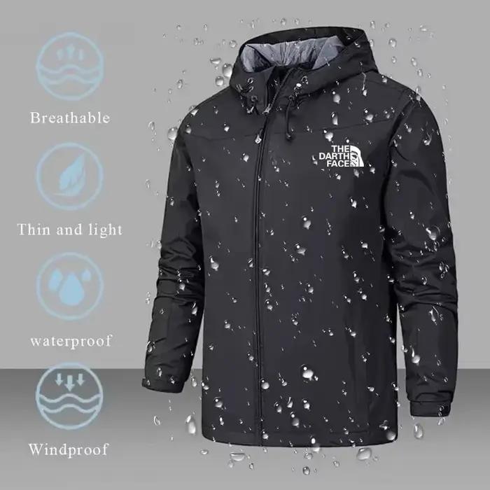 Veste coupe-vent imperméable homme 2025 - Parka à capuche zippée - Randonnée printemps automne