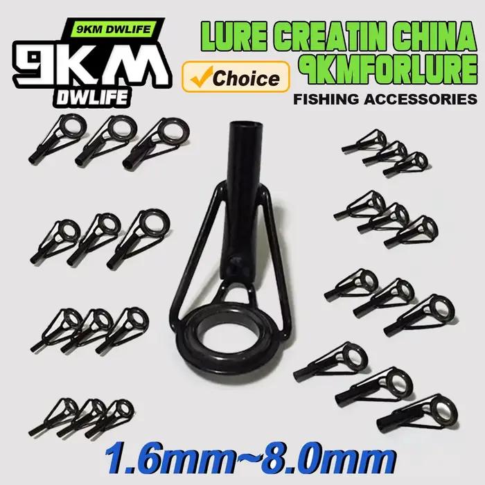 Kit réparation scions canne pêche 5 pièces anneaux céramique cadre acier noir building 6#~16#