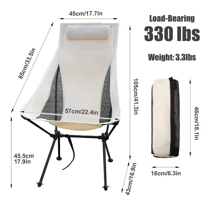 Chaise pliante WESTTUNE avec appui-tête - Siège pêche camping léger aluminium mobilier extérieur