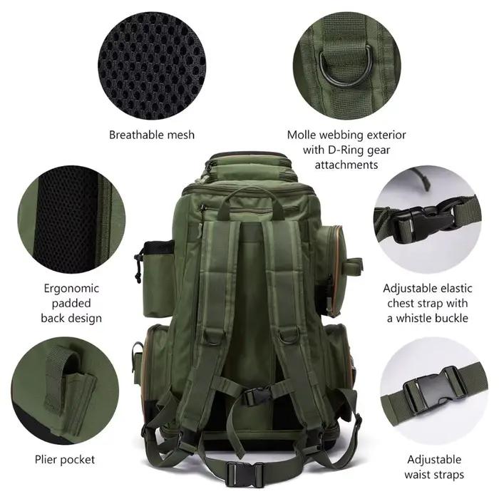 Sac à dos pêche tactique Bassdash léger - Boîte à matériel souple avec protection pluie intégrée