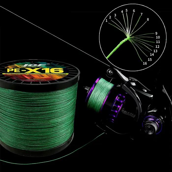 Ligne tressée 16 brins X16 super résistante 25-200LBS hollow core 100-1000M pour pêche sportive