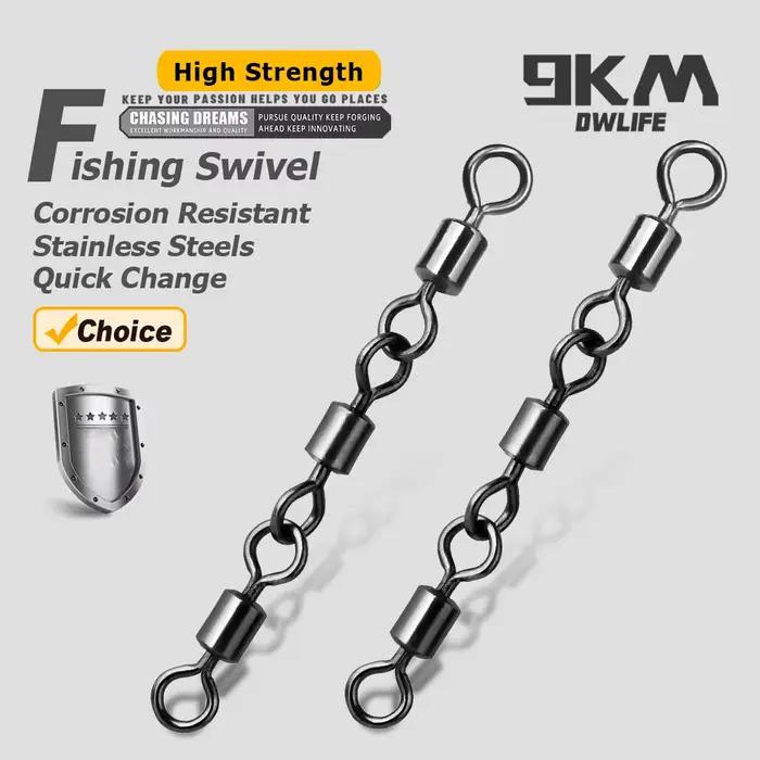 Émerillons barrel 3 axes pêche mer - Connecteurs ligne 15-60 pièces pour basse ligne leurres