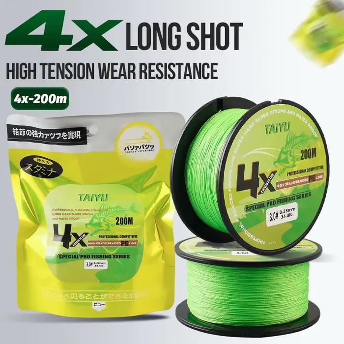 Ligne pêche tressée TAIYU 4 brins 200M PE 19LB-70LB Japon durable multifilament carpe