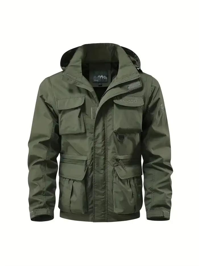 Veste homme démontable anti-vent imperméable multi-poches pour pêche outdoor
